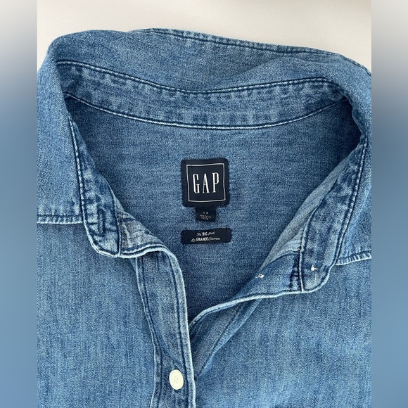 GAP Denim “The Big Shirt” Medium Wash Classic Oversized Size L - Picture 4 of 10
